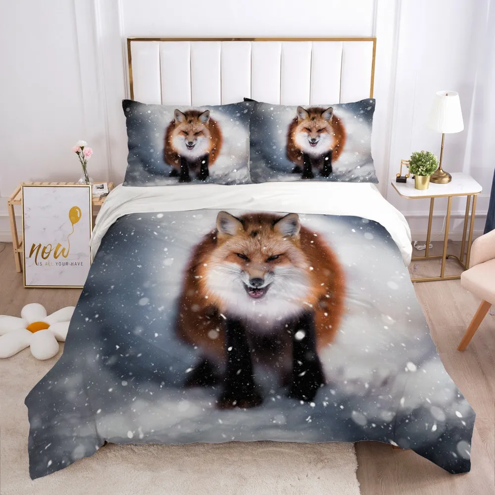 3D Couple Foxes Bedding Set Pillow Sham Camel Duvet/Quilt Cover Sets Bed Linen King Queen Full Single Size Fox Home Texitle | Дом и сад