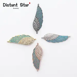 Аксессуары для изготовления ювелирных изделий сделай сам с крыльями 0,5 * дюйма, для изготовления кубических Цирконий, ожерелий, соединителей для ювелирных изделий, в форме хрустальных листьев