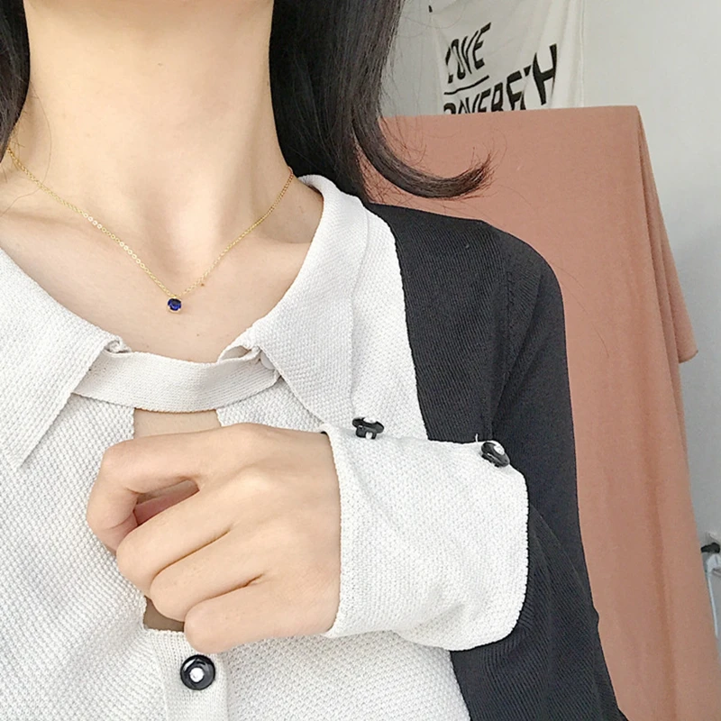 

Ckysee Simple 925 Sterling Silver Necklace Kyanite Pendant Necklace For Fashion Women Girlfriend Silver 925 Jewelry Daily