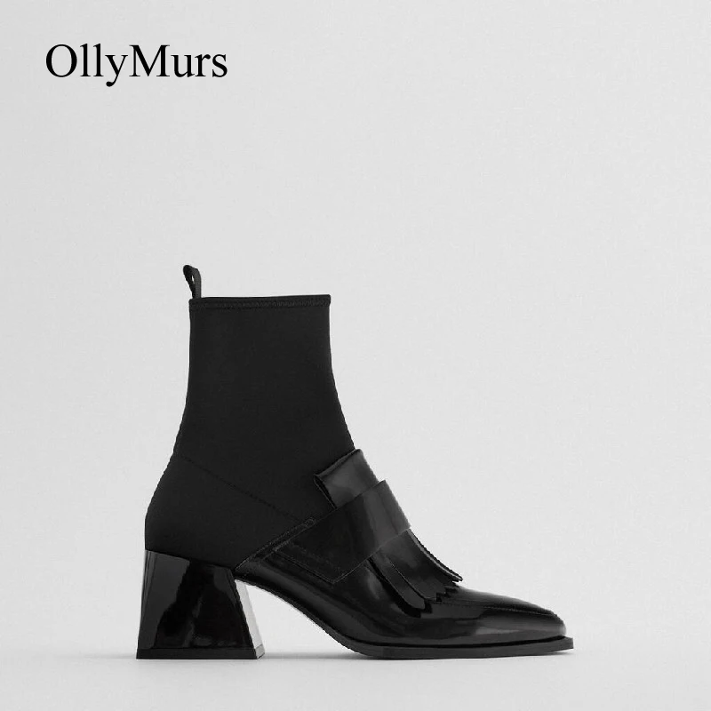 

2021 Women Boots Spring Fashion British Style Chelsea Boots Lady Shoes Female Sock Shoes Elasticity Chealsea Boots Ankle Boots