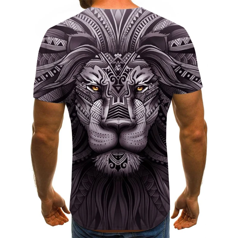 Футболка мужская с 3D принтом льва прикольная тенниска животных крутая майка в