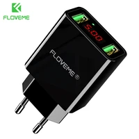 floveme usb charger 2 ports led display smart mobile phone charger for iphone samsung 3 types tablet wall travel adapter eu plug