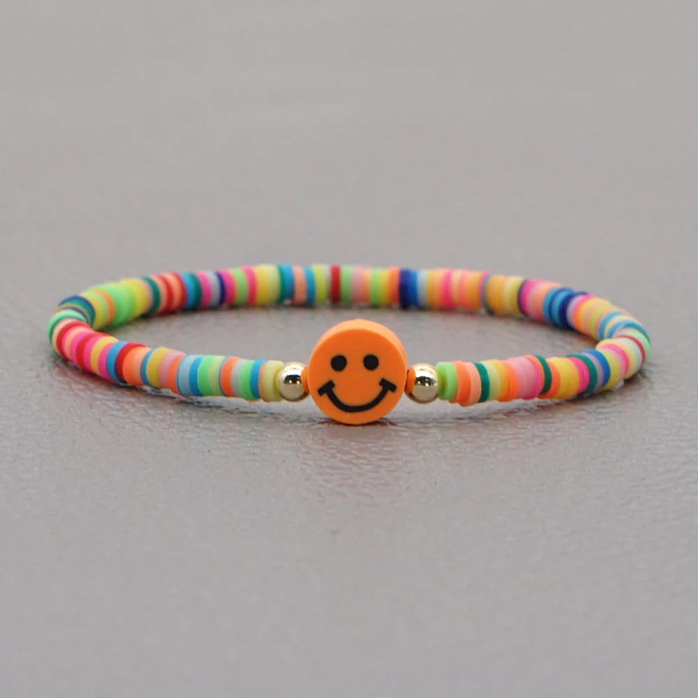 

Go2Boho Smile Face Bracelet For Women Colorful Bracelets On Hand Jewellery Heishi Dics Beaded Polymer Clay Pulseras Mujer Moda