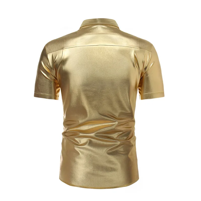 Мужские яркие рубашки с короткими рукавами золотого цвета повседневные мужские