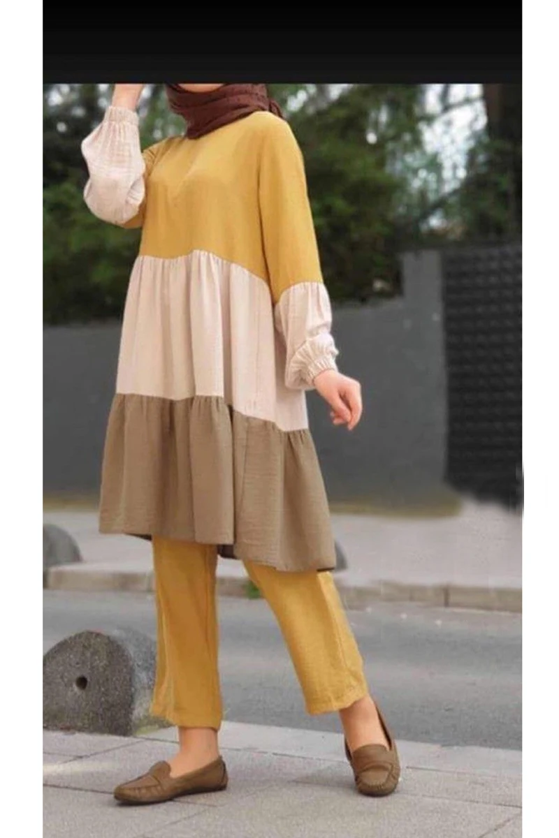 Мусульманские женские комплекты костюмы Abaya топы штаны Лоскутная одежда длинный