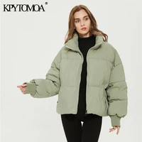kpytomoa women 2021 fashion parkas thick warm loose padded jacket coat vintage long sleeve pockets female outerwear chic tops