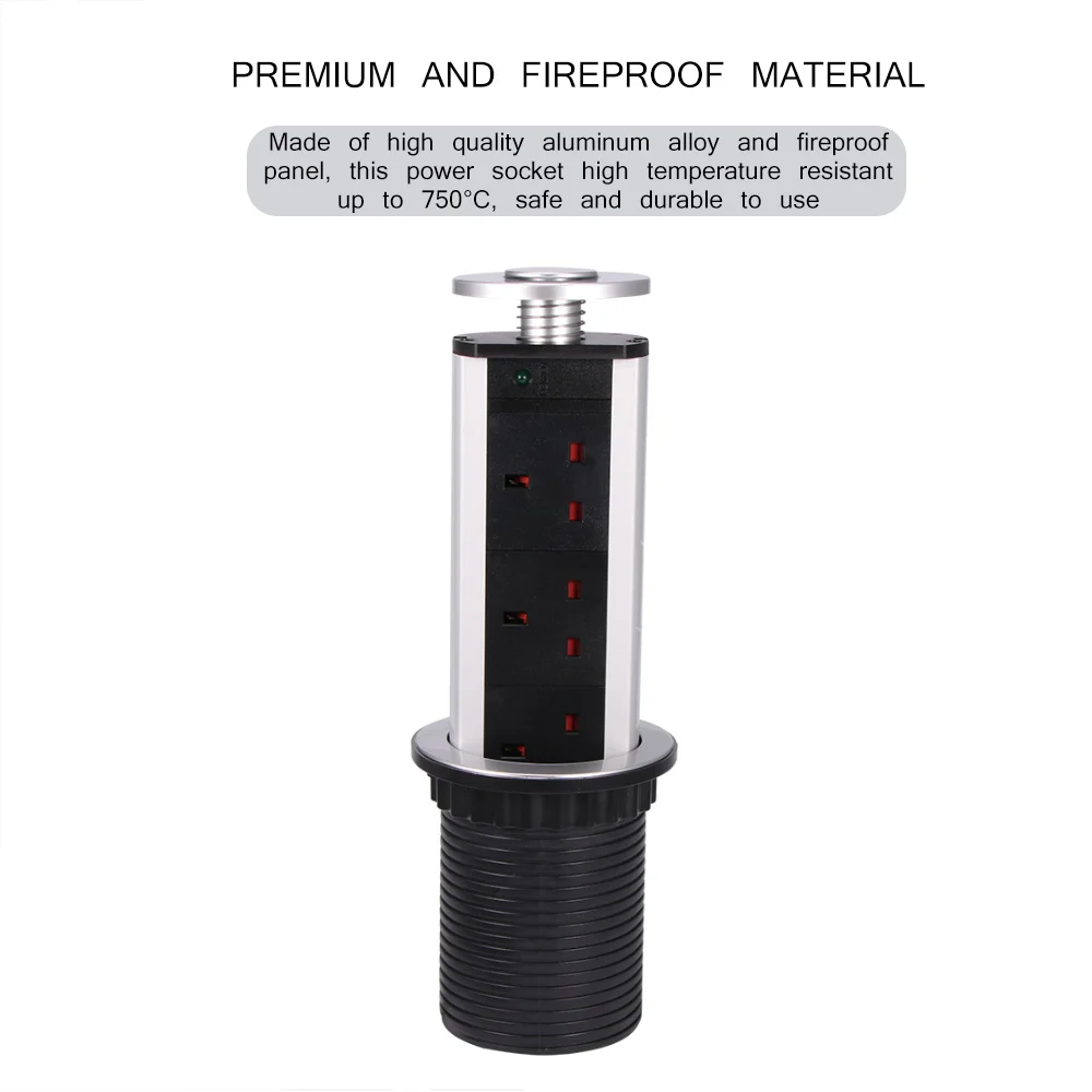 Алюминий 3 Великобритания моторизованный всплывающий розетка 2500 Вт розетки