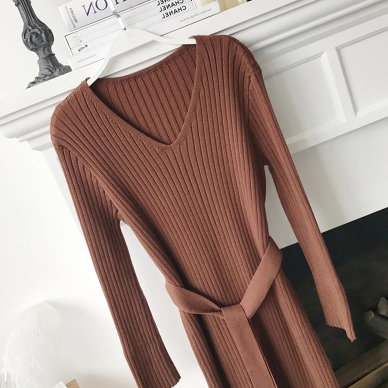 

RICORIT Ladies Knitted Dress Women Elegant High Waist Long Maxi Party Dresses Vestidos Female Vintage De Fiesta Bodycon