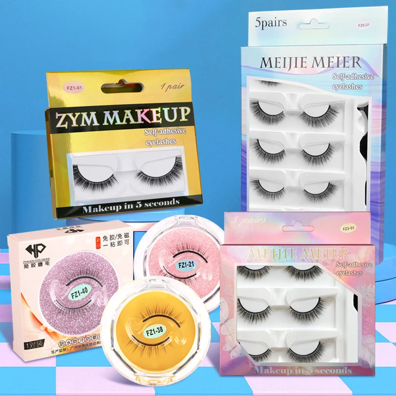 Ресницы из искусственной норки без клея, многоразовые натуральные длинные самоклеящиеся ресницы 3D для макияжа, 1 пара