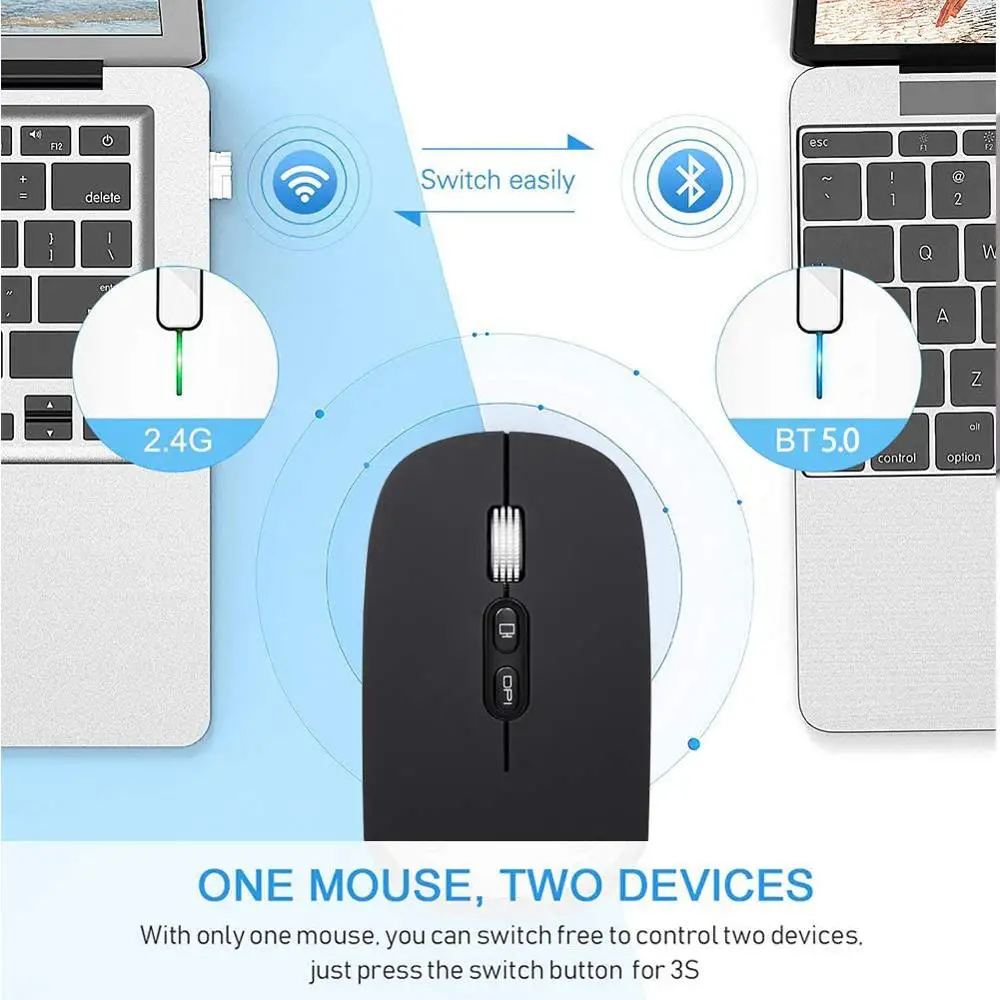 Беспроводная Bluetooth-мышь Slim Dual Mode (беспроводная Bluetooth 2 4 и G) перезаряжаемая