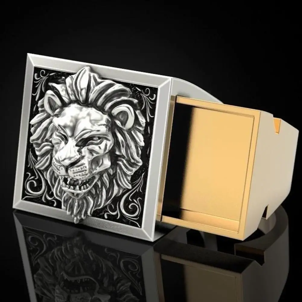 

Fashion Lion Two Tone Silver Rings Punk Style Party For Men Party Ring Gift Male Ring Jewelry Size 7-13 R5b7