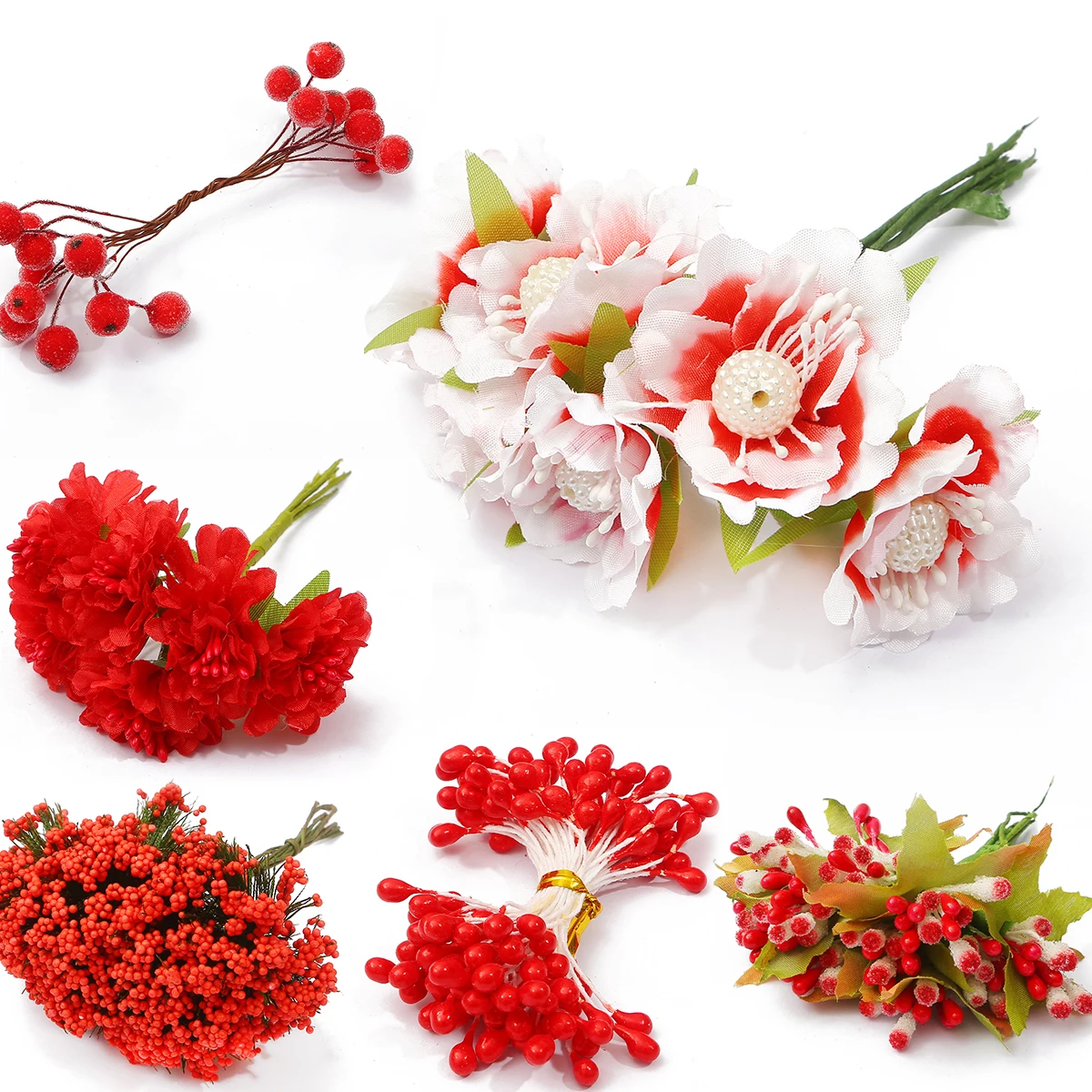 6 144 шт Красный Гибридный искусственный цветок вишня стемен ягоды Набор сделай