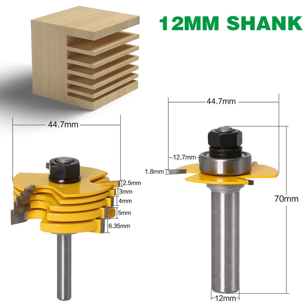 

8mm/12mm Shank Adjustable Manual DIY Tenon Milling Cutter Router Bit Set Slot Cutter Woodworking Tool Cutter Chisel Cutter