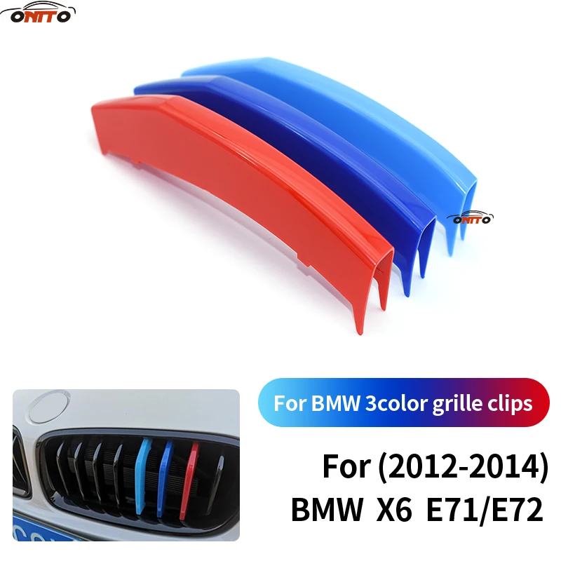 

Car Styling 3 Colors Grille Clips ABS Plastic Stripe Clip Decal Bar Covers Kidney Grille Sticker For X6 E71/E72 2012-2014