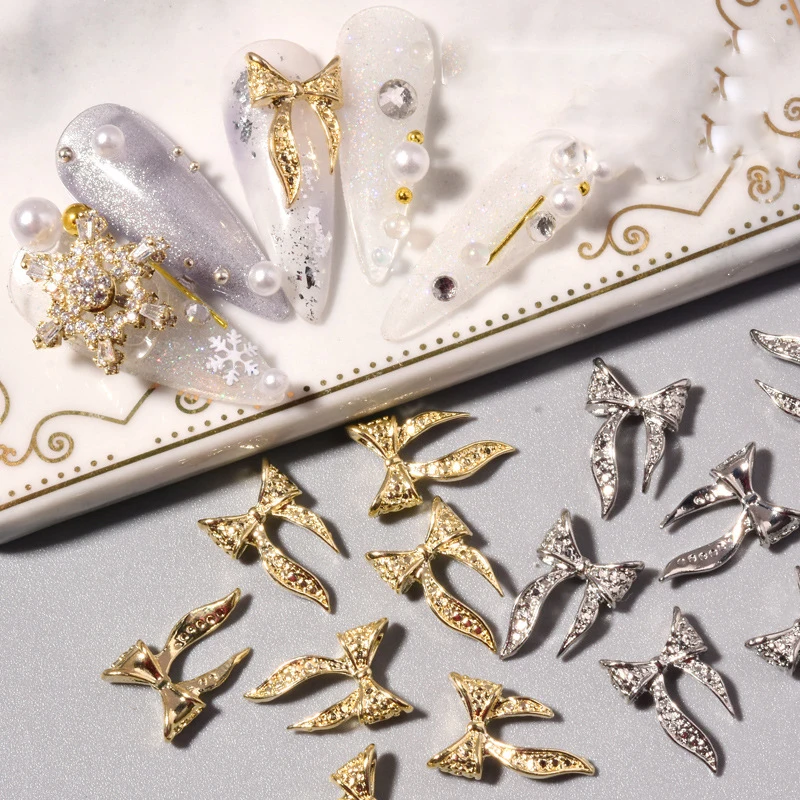 

Галстуки-бабочки для ногтей, золотистые/серебристые, 10 шт.