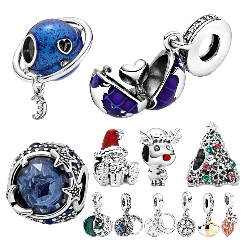 

2020 Winter New 925 Sterling Silver Beads Stars and snowflakes Charm fit Original pandora Bracelet Christmas Jewelry