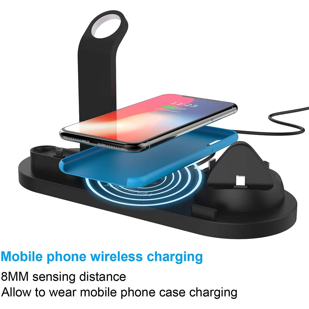 QI Wireless Charging Stand Station For Apple Watch Series 5 4 3 2 Airpods Iphone 11 Pro Max XR 8 Plus X Charger Dock | Мобильные