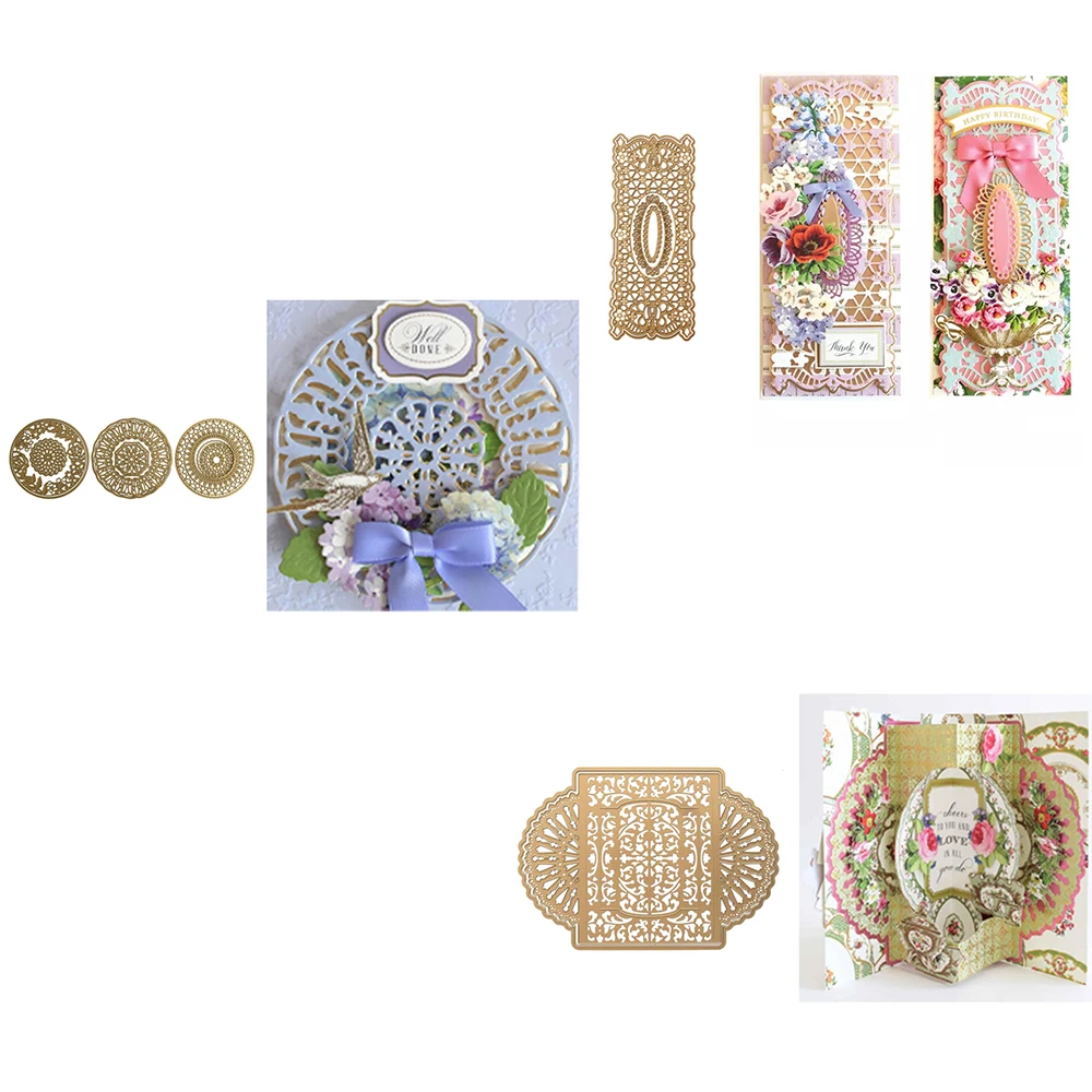 

Flower round border background illustration Metal Cutting Dies Diy Molds Scrapbooking Paper Making Crafts Template Handmade