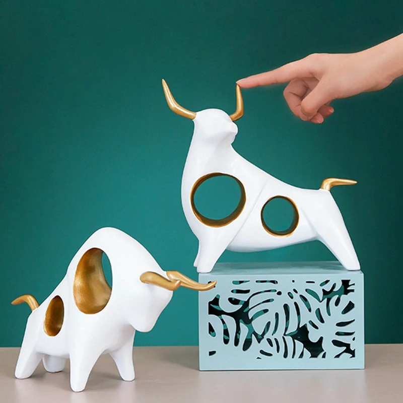 Бычья полимерная скульптура домашний декор статуя быка гостиная фигурка