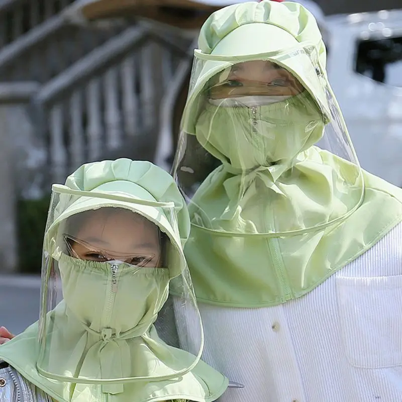 

Full Face Shield Terylene Hat Detachable Clear Plastic Face Shield Child Adult Widen the Large Brim Anti-spray, Anti-saliva