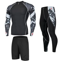 mens compression sportswear suits gym tights training suits exercise jogging sports suits mens running sports boxing suits