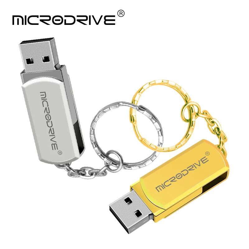 Горячая Металлическая вращающаяся usb-флешка 4 ГБ 8 ГБ 16 ГБ 32 ГБ 64 Гб 128 ГБ серебро/золото/черный карта памяти Флешка usb 2,0 U диск
