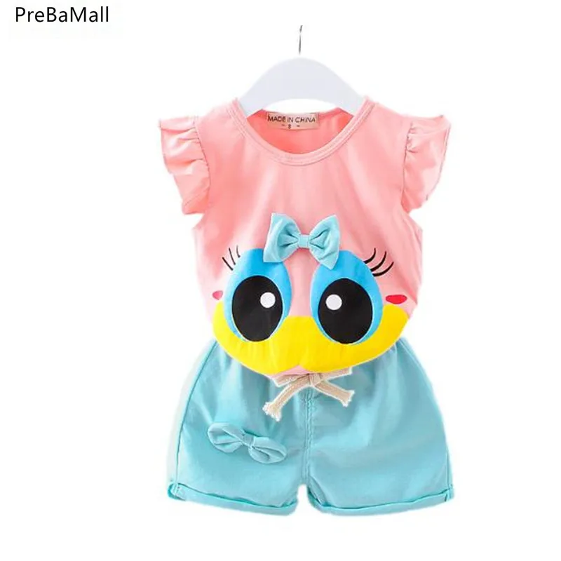 Комплекты одежды для девочек летняя детская хлопковая футболка + шорты комплект