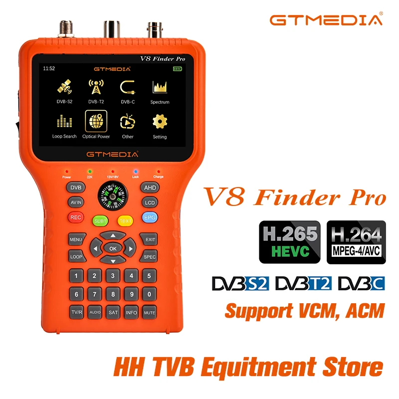 

GTMEDIA V8 Finder Pro Satellite Signal Finder DVB-S2X/S2/S/T2/T/C/ATSC-C H.265 Auto Calculate Angle of AZ,EL Supports Youtube
