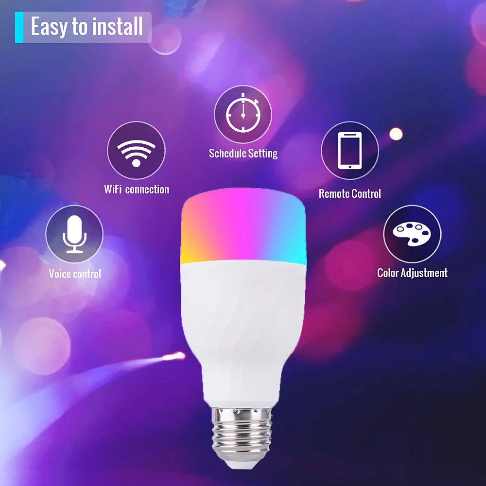 

LED Bulb Smart Wifi Bulb Led Light RGBW 10W E27/E26/B22 APP Remote Control Color Adjustment Connect Amazon Alexa & Google Home