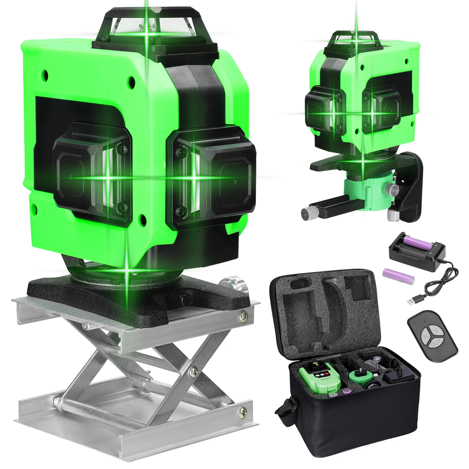 

KKmoon 4D 16 Lines Laser Level 3° Self-leveling Machine USB Rechargeable Leveling Tool with Vertical Horizontal Tilt Lines