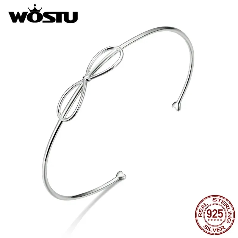 WOSTU 100% Настоящее серебро 925 пробы прекрасный браслет с бантом простой дизайн 2020