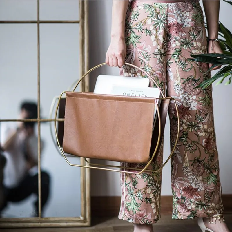 Металлическая кожаная полка Cutelife в скандинавском стиле для журналов и газет