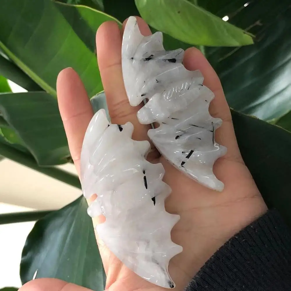 Натуральный черный турмалиновый камень резной летучая мышь кварцевый Статуэтка