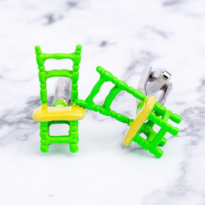 Новинка мужские запонки забавные в форме стула разноцветные для вечеринки