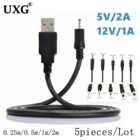 5 шт. USB-порт 2,0*0,6 мм 2,5*0,7 мм 3,5*1,35 мм 4,0*1,7 мм 5,5*2,1 мм 2,5 м 5 в 2 а DC Цилиндрический разъем кабеля питания 0,25 м 1 м 2 м