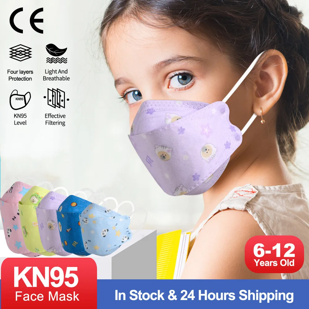 

HOT 4D MASK Fit 6-12 years Boys Girls FPP2 Face mask FFP2 Mouth MaskS Kids Masque Children Mascarillas KN95 Filter Dust ffp2mask