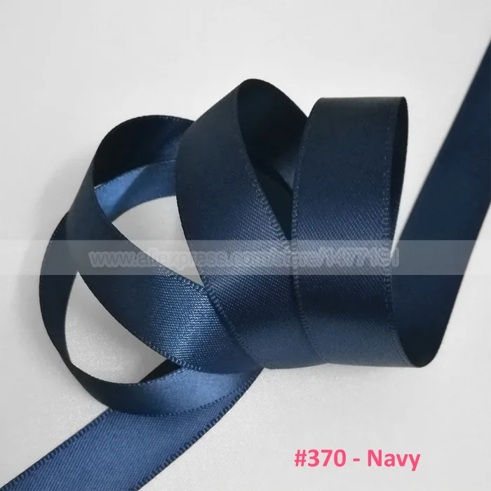 370 Navy 25 Yards) 6 9 16 25 38 50 мм атласная лента Двусторонняя лента высокого качества полиэстер Двусторонняя лента банты изготовление тканей - Цвет: 370 Navy