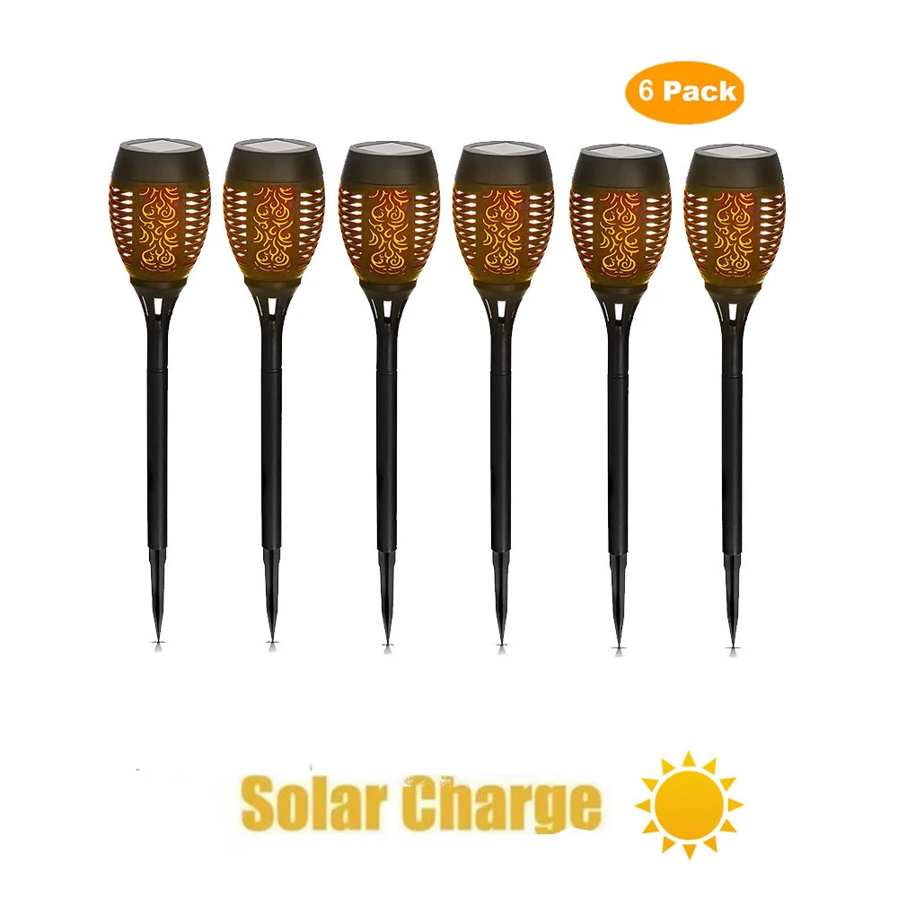 

6 pcs Solar Flame Lamp Flickering Outdoor Waterproof Torch Light Landscape Yard Garden Light Path Lighting