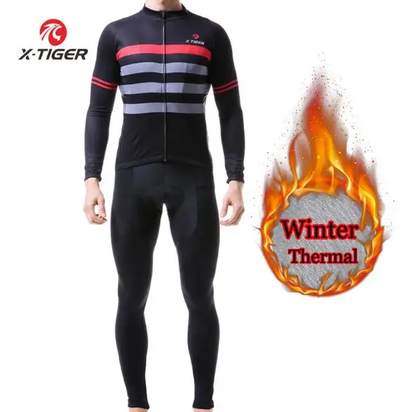 

Комплект мужской из шерстяного трикотажа, на флисе, зима велосипедный костюм