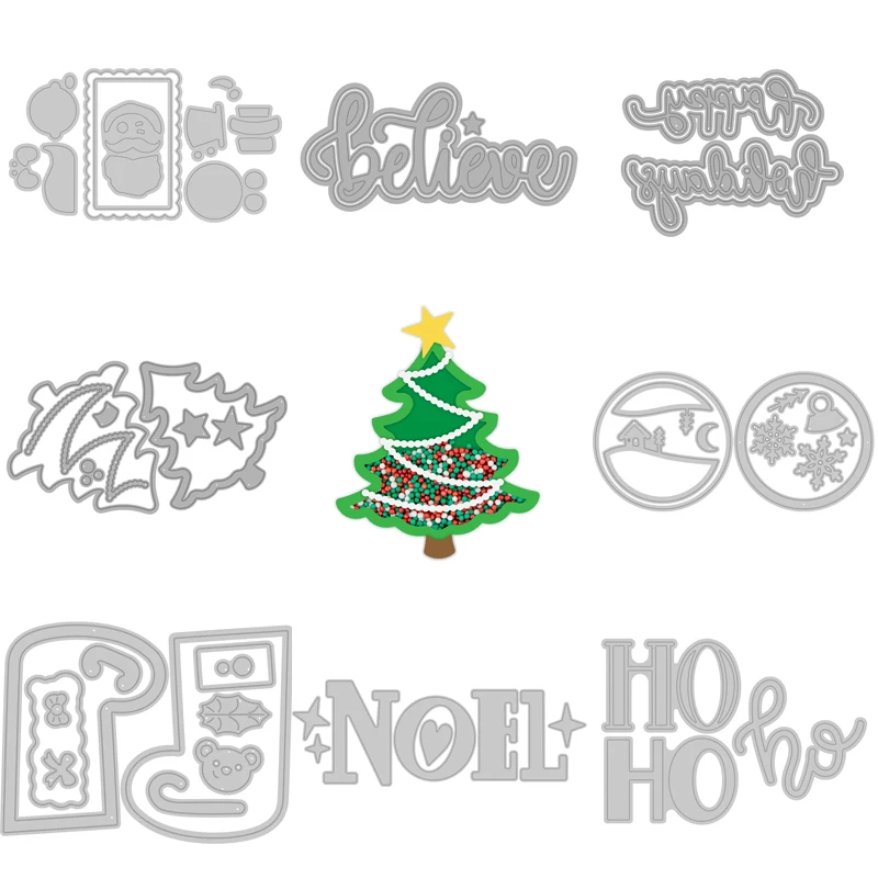 

Winter Christmas Series Metal Cutting Dies Scrapbooking Embossing Template DIY Greeting Card Handmade Navidad 2021 New Year
