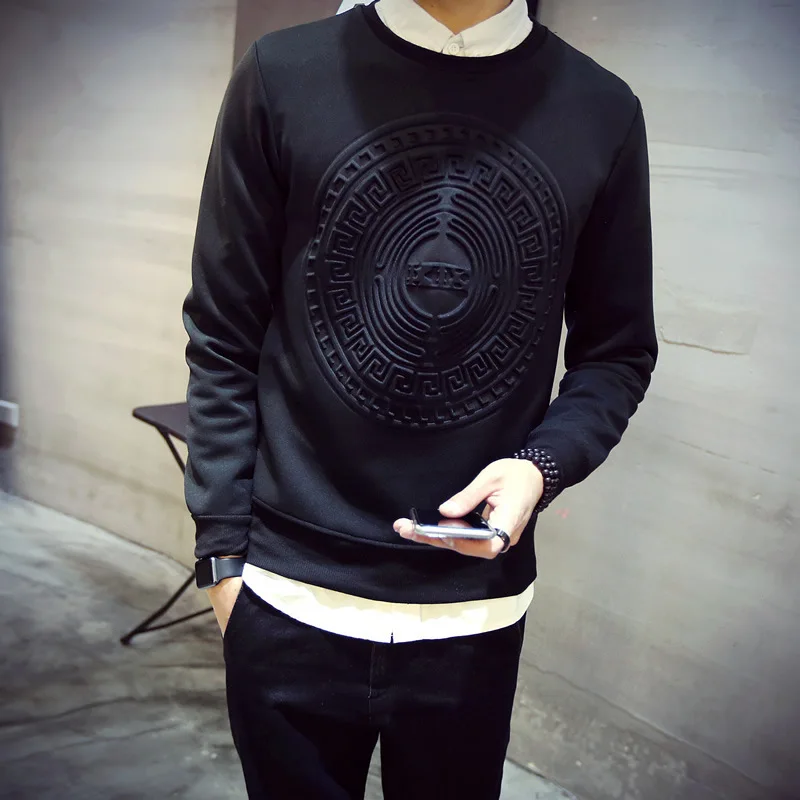 Мужская футболка с длинным рукавом однотонная хлопковая длинная воротником