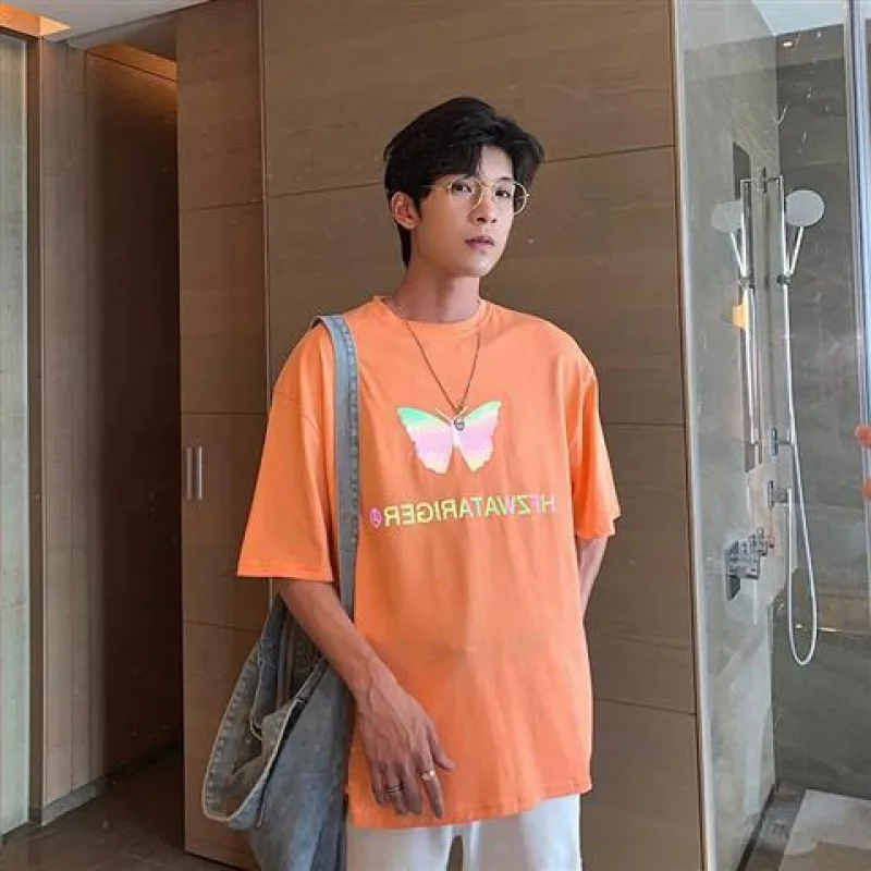 Футболка из чистого хлопка красная Светоотражающая рубашка с коротким рукавом и