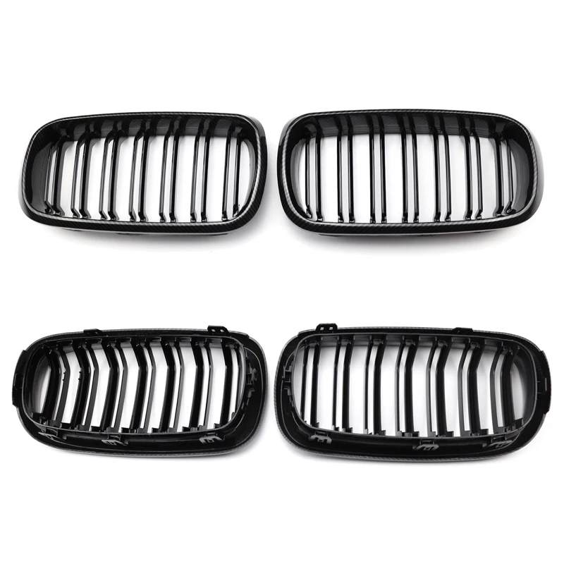 

Car Carbon Fiber&Gloss Black Double Slats Front Kidney Grille Grill For BMW X5 F15 X6 F16 X5M F85 X6M 2014-2018 Auto Accessories