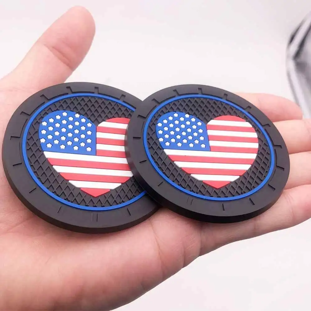 

2pcs Anti Slip Car Insert Cup Holder Mat Car Coasters Set Silicone Heart-Shaped Drink Coasters for Vehicle Boat Home Office