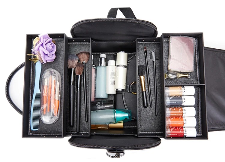 Женская косметичка вместительная Многоуровневая портативная чемодан роскошная