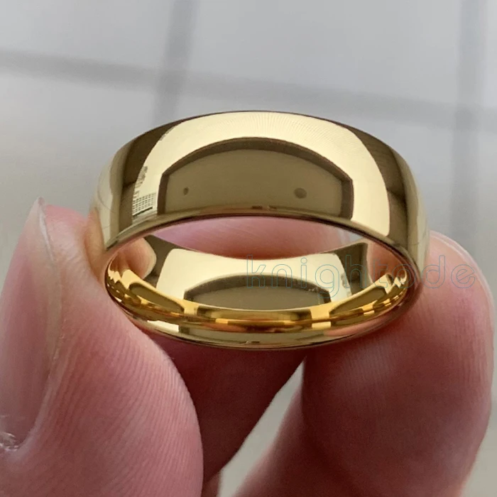 8mm Yellow Gold Классическое Обручальное кольцо из розового золота и вольфрама для женщин и мужчин, обручальное кольцо из карбида вольфрама, полированное купольное кольцо 8 мм, 6 мм - Цвет основного камня: 8mm Yellow Gold
