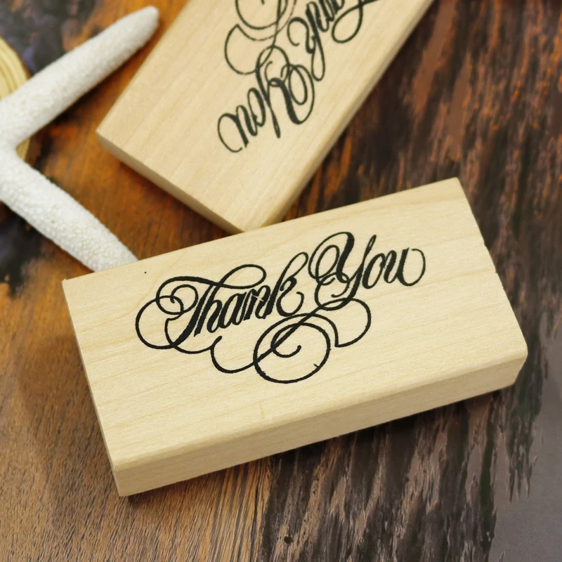 Штамп большого размера в ретро-стиле 1 шт. классический с надписью Thank You