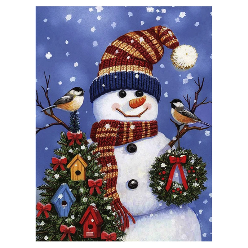 

DIY Diamond Painting Full Diamond Embroidered Christmas Snowman Sparrow Christmas Gift Mosaic Furniture Decoration Painting
