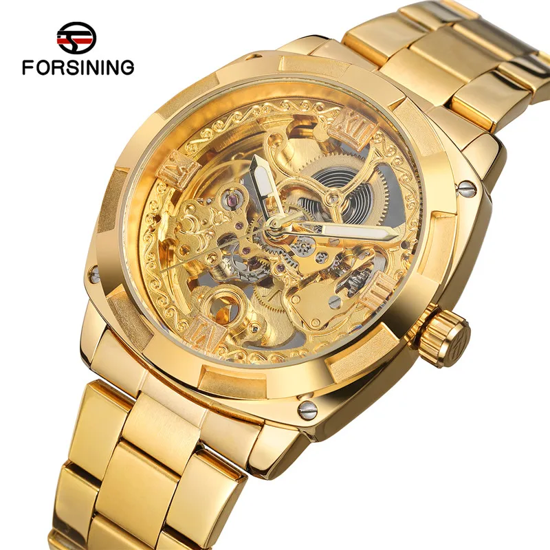 FORSINING Automatic Mechanical Men Wristwatch Military Sport Male Clock Top Brand Luxury Steel Skeleton Waterproof Man Watch 019 | Наручные