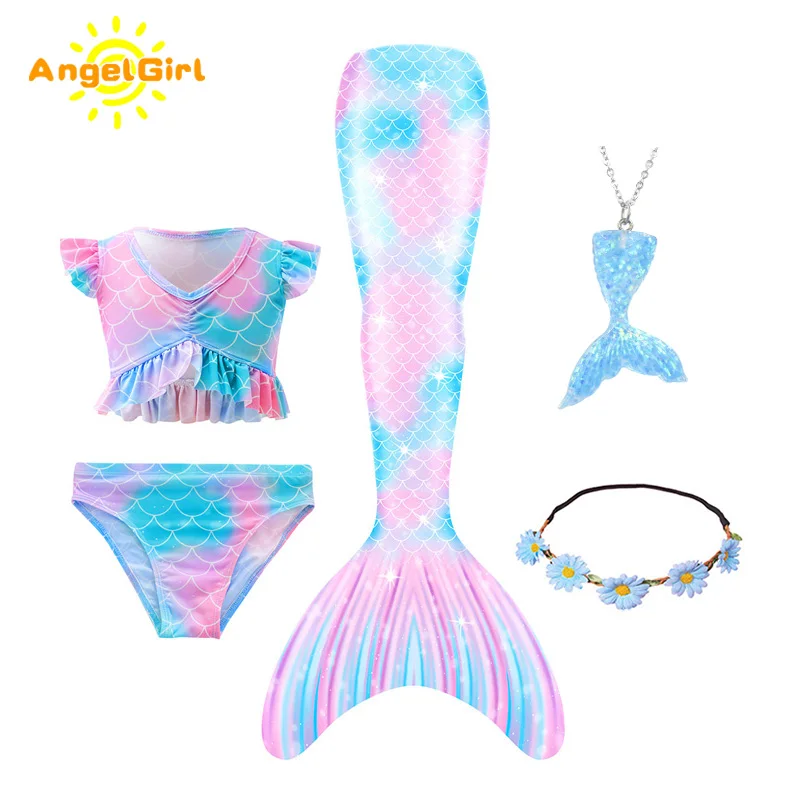 Новый летний купальный костюм для косплея AngelGirl с хвостом русалки пляжная одежда